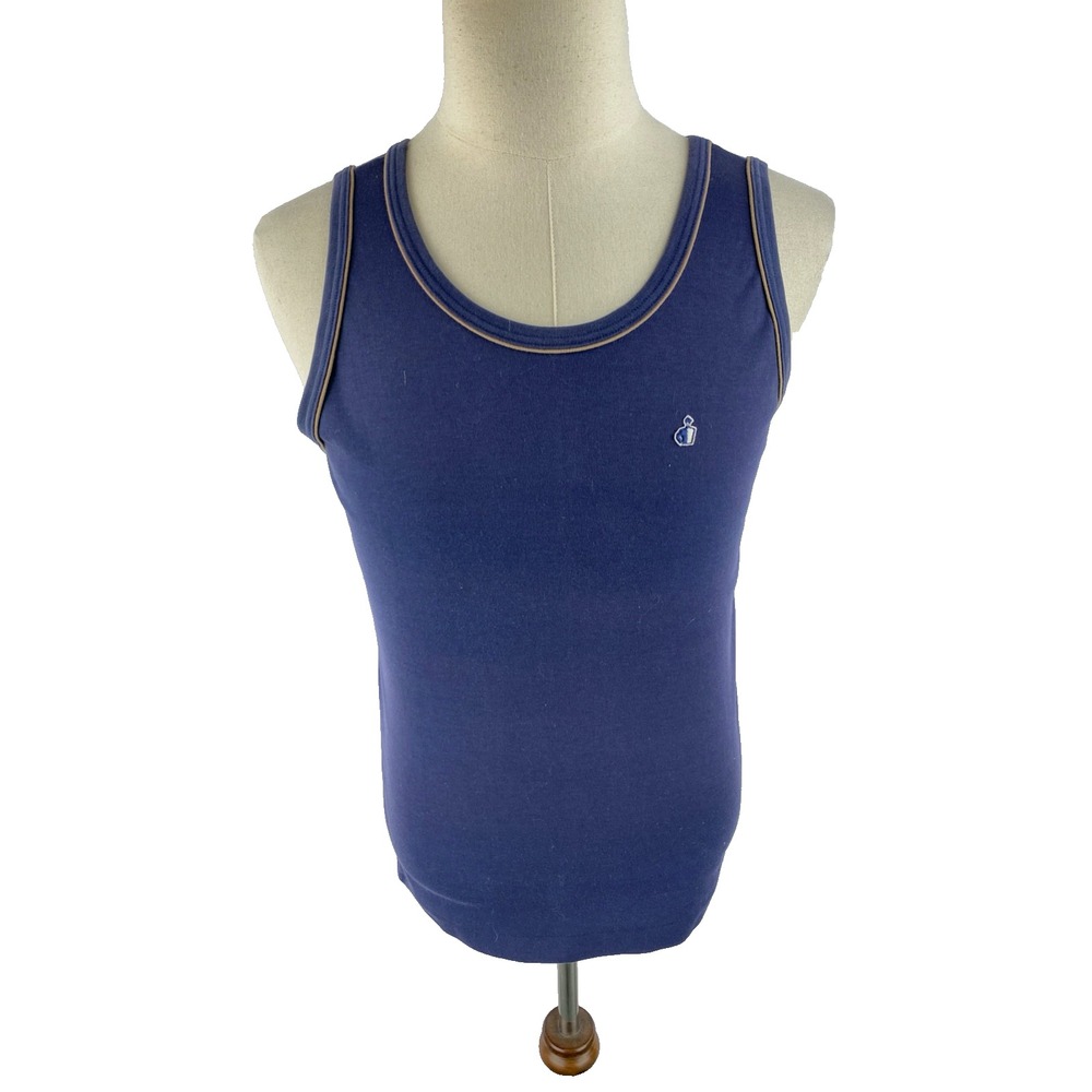 Jockey Sportswear Vtg 70s Mens M Blue Tank Top Tennis Athletic Logo Summer